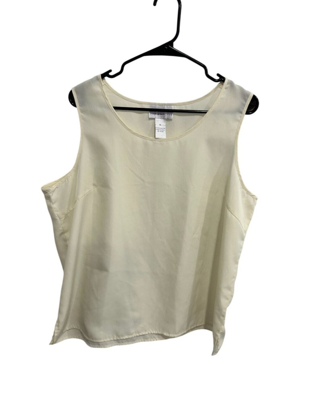 Susan Graver Style XL Cream Sleeveless Blouse Tank Top Minimalist Clean Girl